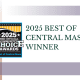 2025 Best of Central Massachusetts Winner badge displayed on a clean white background with subtle purple gradient design accents.