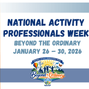 National Activity Professionals Week 2026 graphic with the theme “Beyond the Ordinary,” celebrating activity and resident life professionals in senior care communities.