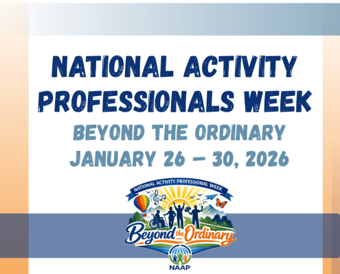 National Activity Professionals Week 2026 graphic with the theme “Beyond the Ordinary,” celebrating activity and resident life professionals in senior care communities.