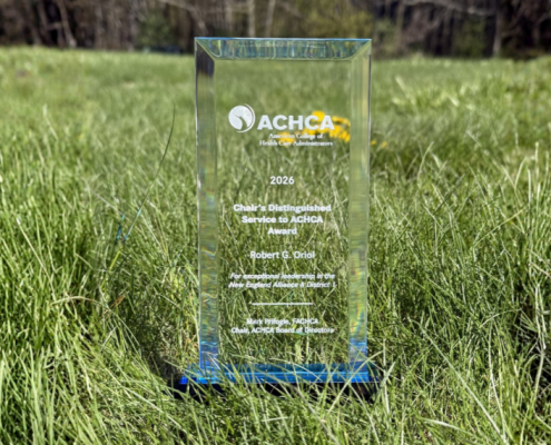 Bob Oriol ACHCA Chair’s Distinguished Service Award 2026 displayed outdoors