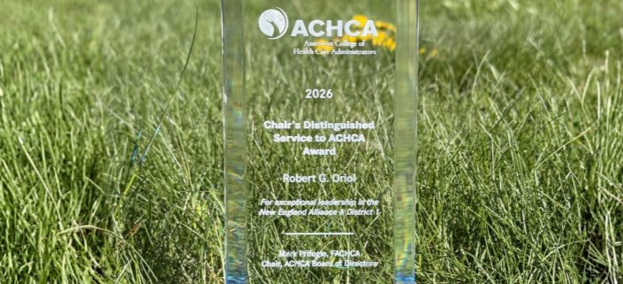 Bob Oriol ACHCA Chair’s Distinguished Service Award 2026 displayed outdoors