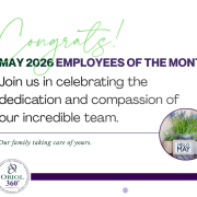 May 2026 Employees of the Month at Oriol Health Care recognition graphic
