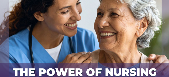 Nurse providing compassionate care to an older adult resident during National Nurses Week