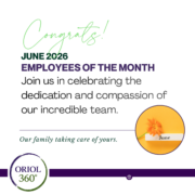 June 2026 Employees of the Month at Oriol Health Care recognition graphic