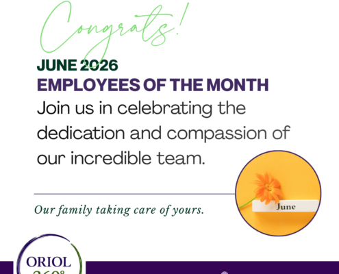 June 2026 Employees of the Month at Oriol Health Care recognition graphic