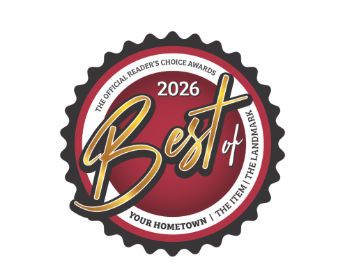 2026 Best of Your Hometown Awards logo promoting voting for the Oriol Health Care family, finalists in nine categories presented by The Landmark and The Item.