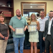 2026 Eugene Oriol Memorial Scholarship recipients Lily Leroux and Mario Muto with members of the Oriol Foundation Board.
