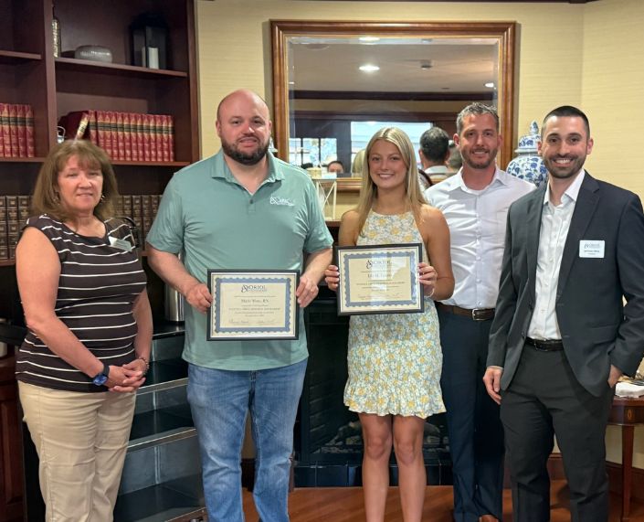 2026 Eugene Oriol Memorial Scholarship recipients Lily Leroux and Mario Muto with members of the Oriol Foundation Board.
