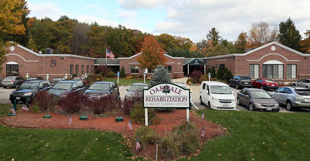 Exterior and entrance sign of Oakdale Rehabilitation & Skilled Nursing Center