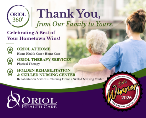 Oriol Health Care celebrates five Best of Your Hometown 2026 wins for Holden Rehabilitation, Oriol at Home and Oriol Therapy Services.